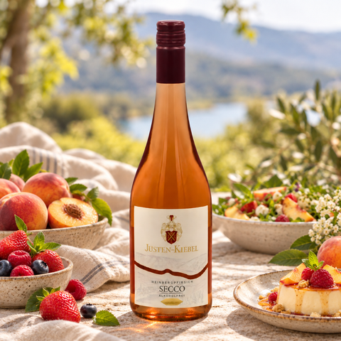 Justen Kiebel, Weinbergpfirsich, Secco Rosé Alkoholfri 0,0 %, 75 cl.