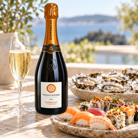 Dumnacus Crémant de Loire Brut mousserende vin til sushi og skaldyr