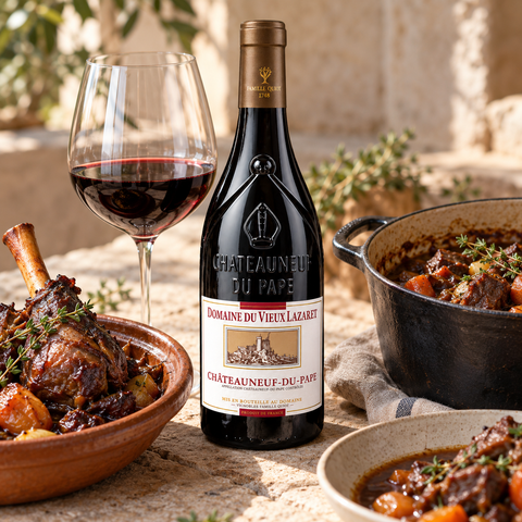Domaine du Vieux Lazaret Châteauneuf-du-Pape rødvin til lam og gryderetter med oksekød